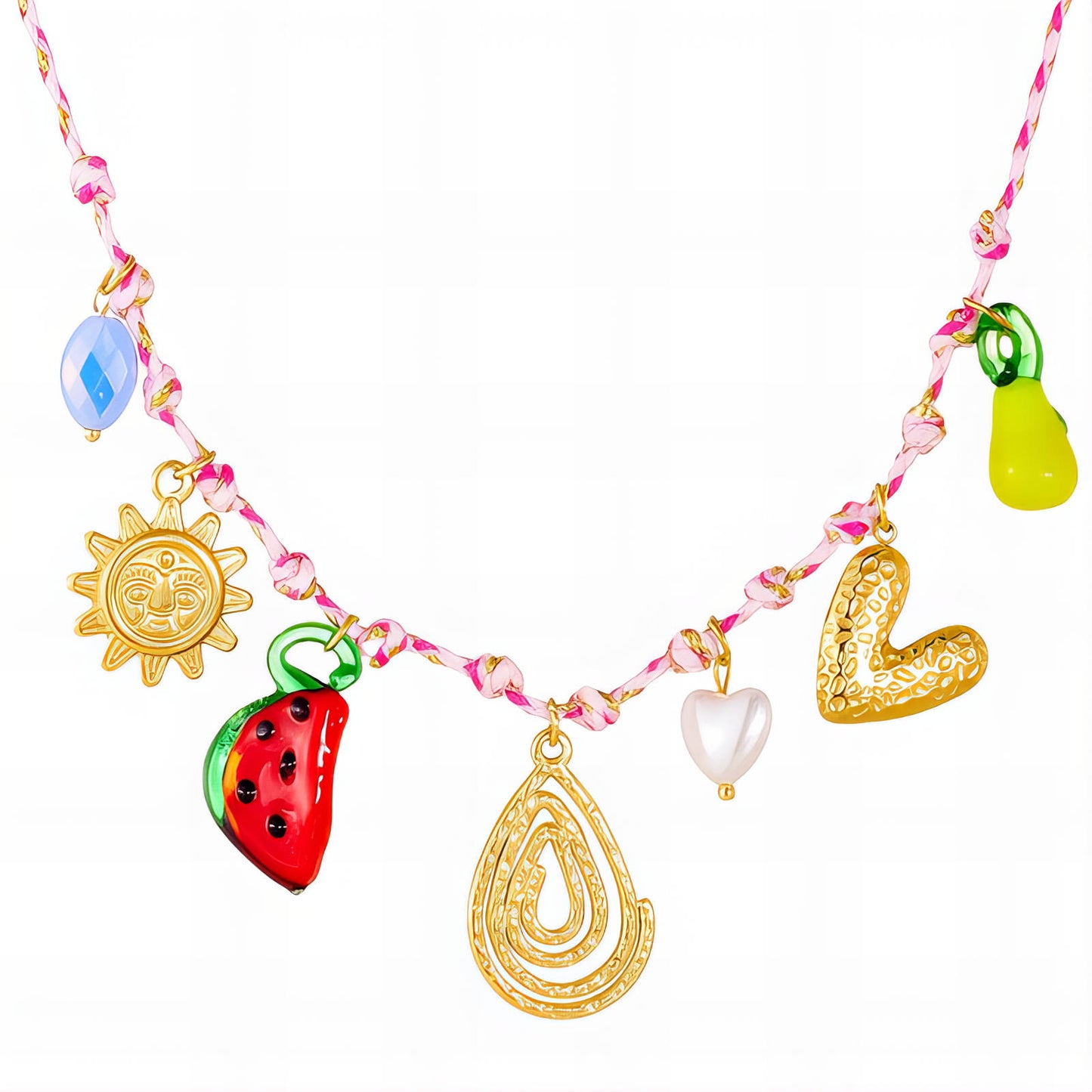 Watermelon Necklace, 18K Gold Plated Steel
