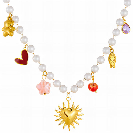 Hearts Necklace, 18K Gold Plated Steel