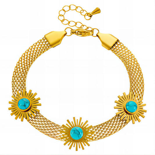 Flower Meadow Bracelet, 18K Gold Plated Steel