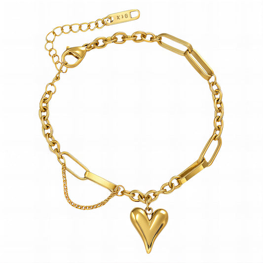 Heart Bracelet, 18K Gold Plated Steel