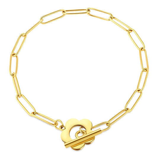 Flower Bracelet, 18K Gold Plated Steel