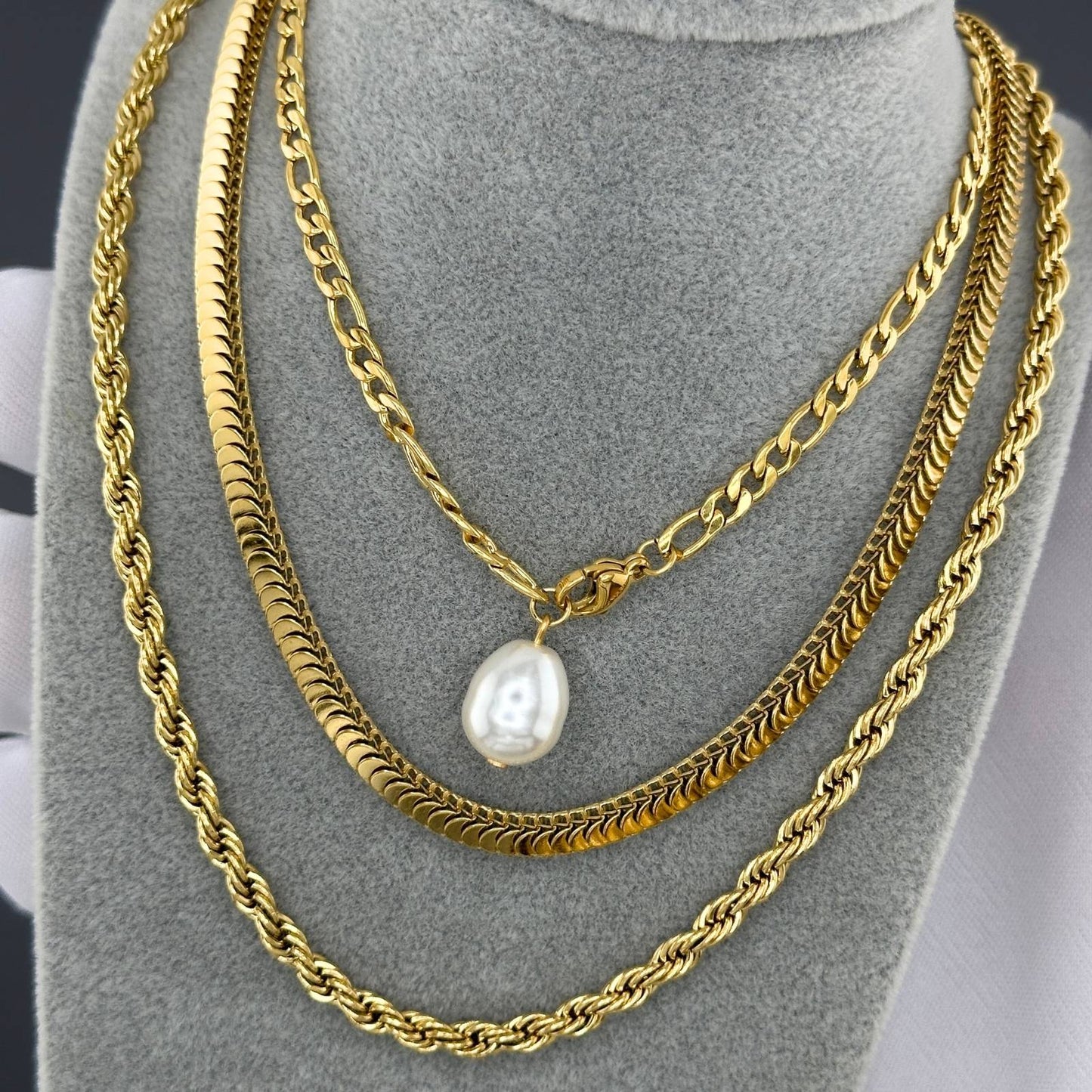Necklace, 18K Gold Plated Steel