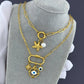 Evil Eyes Necklace, 18K Gold Plated Steel