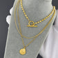 Coin Necklace, 18K Gold Plated Steel