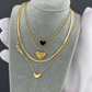 Hearts Necklace, 18K Gold Plated Steel