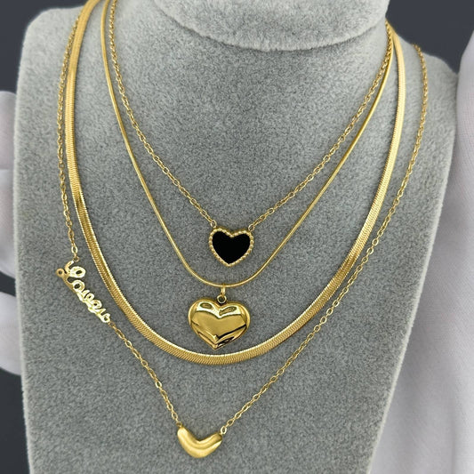 Heart Necklace, 18K Gold Plated Steel