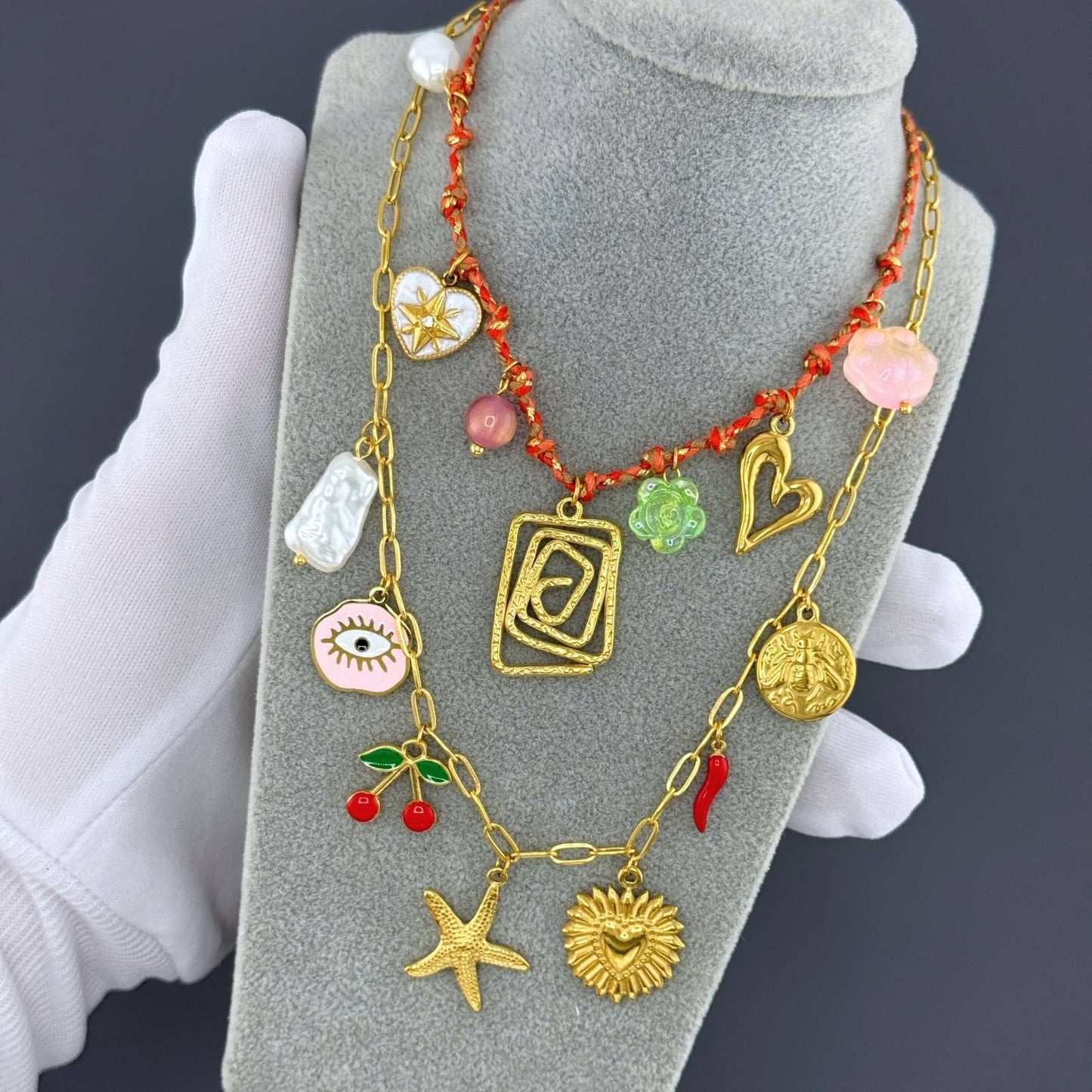 Necklace, 18K Gold Plated Steel