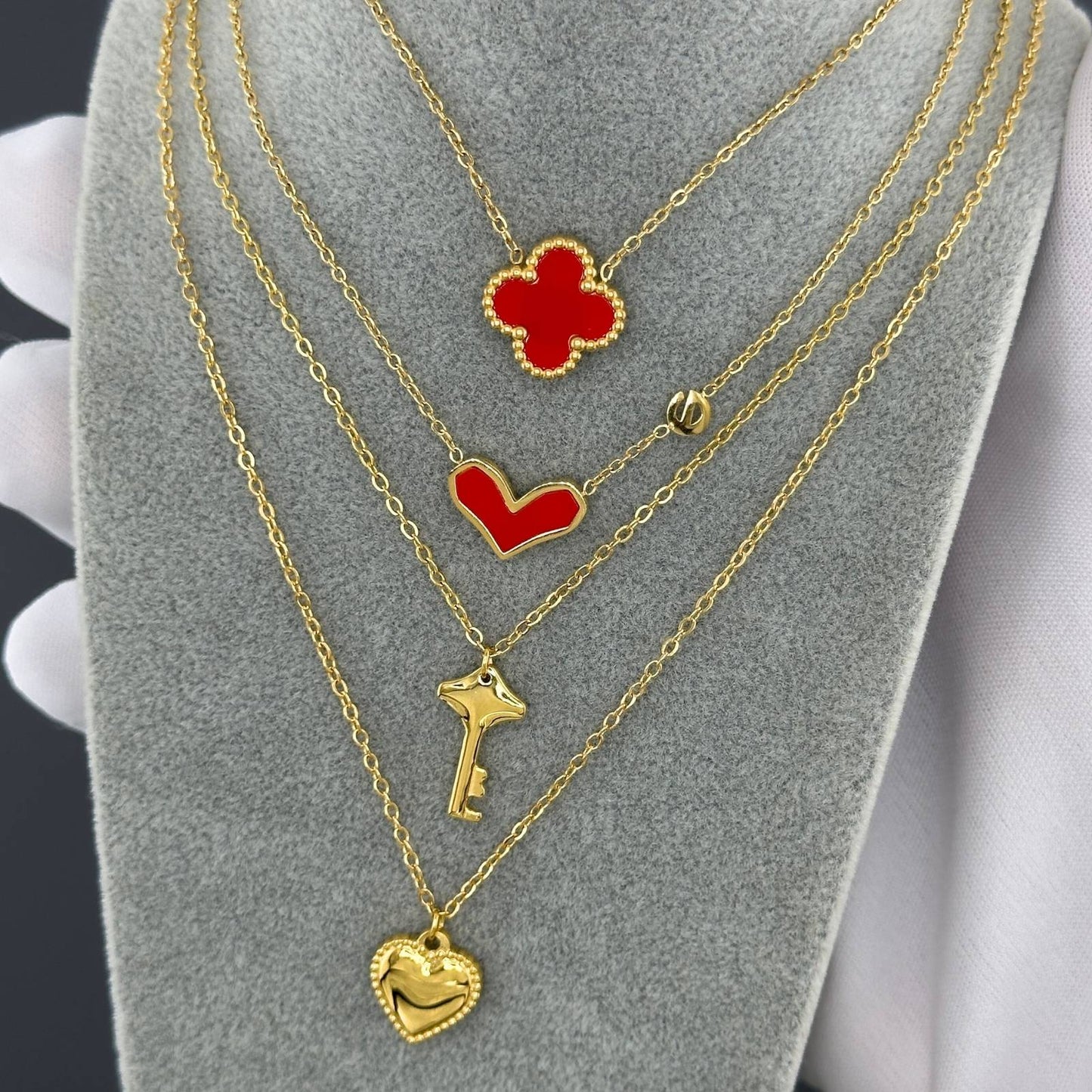 Heart Necklace, 18K Gold Plated Steel