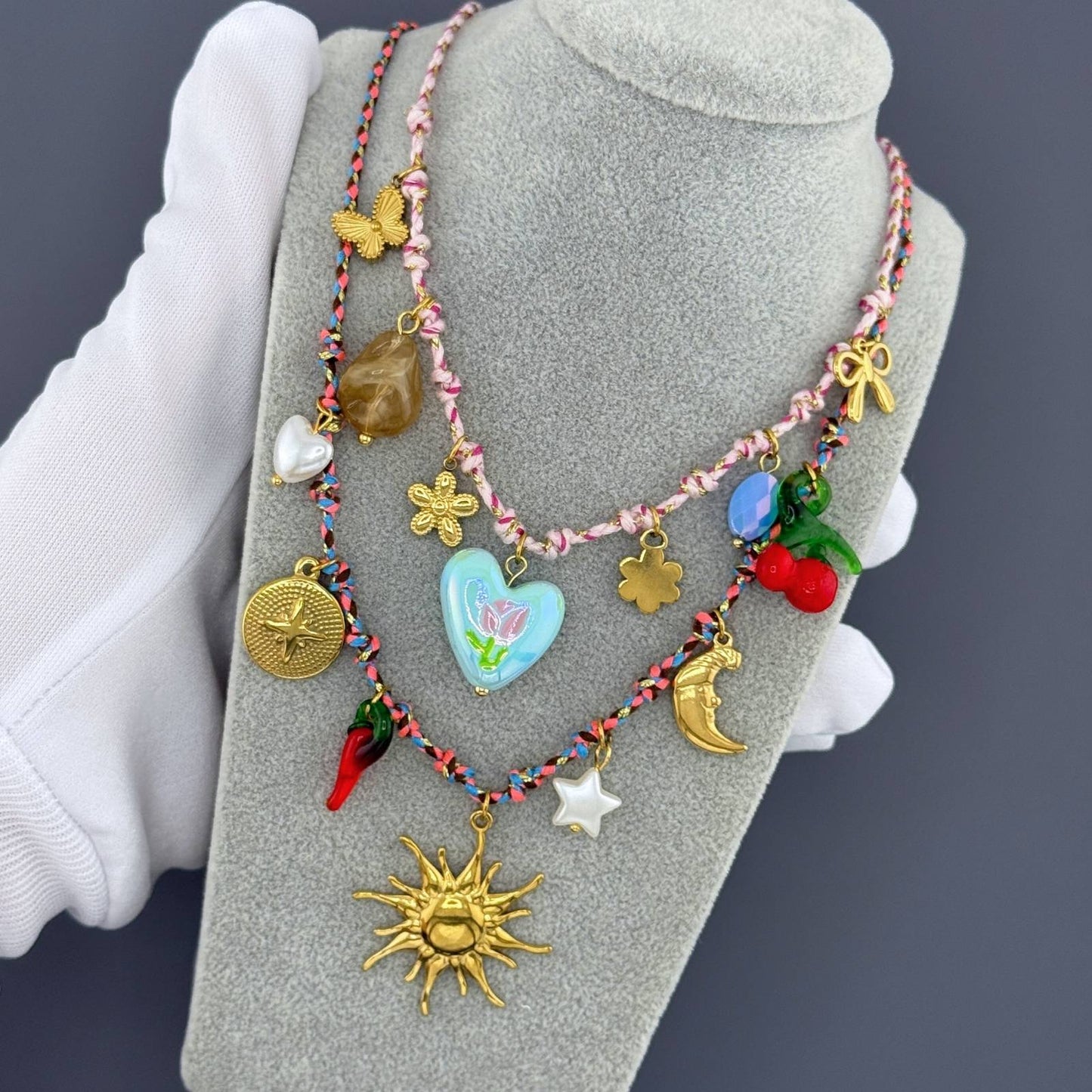 Sun Necklace, 18K Gold Plated Steel