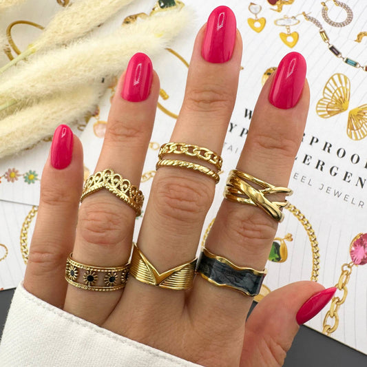 Ring, 18K Gold Plated Steel