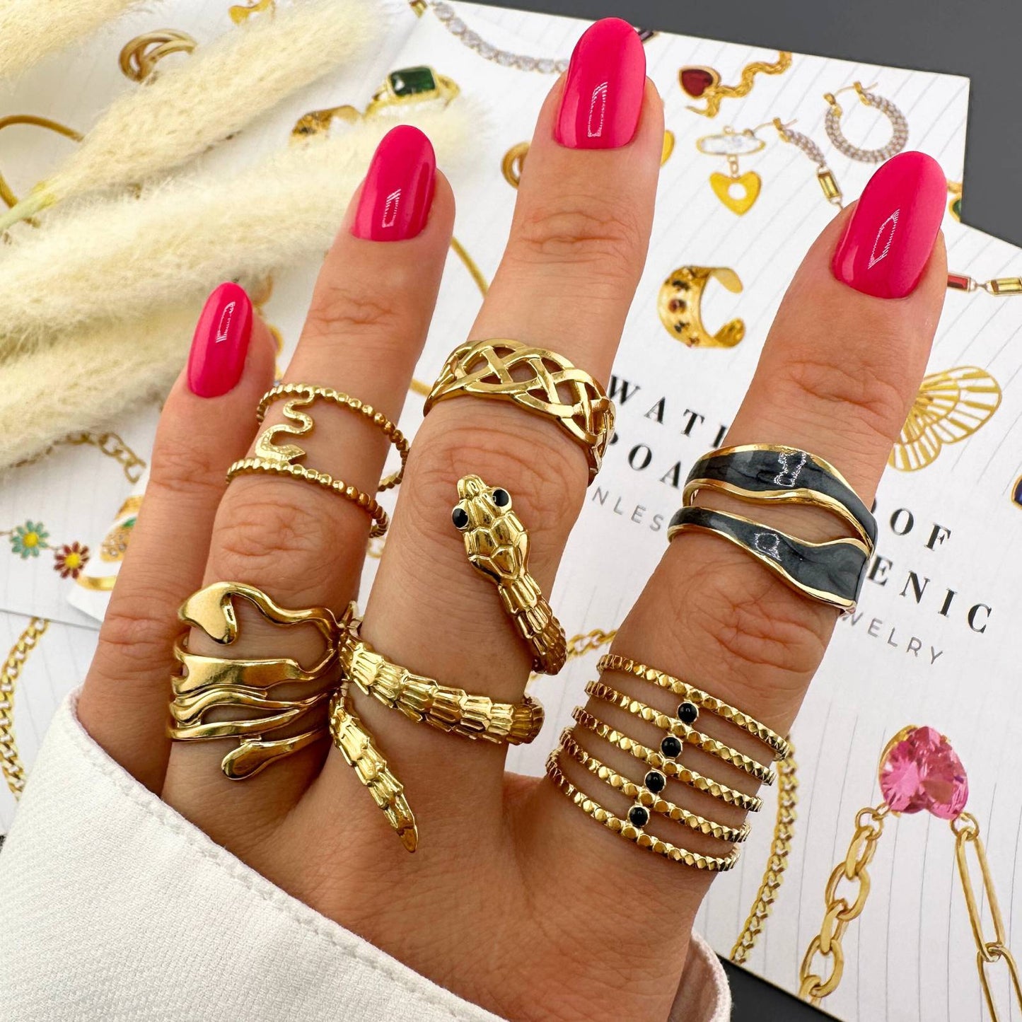 snake Ring, 18K Gold Plated Steel