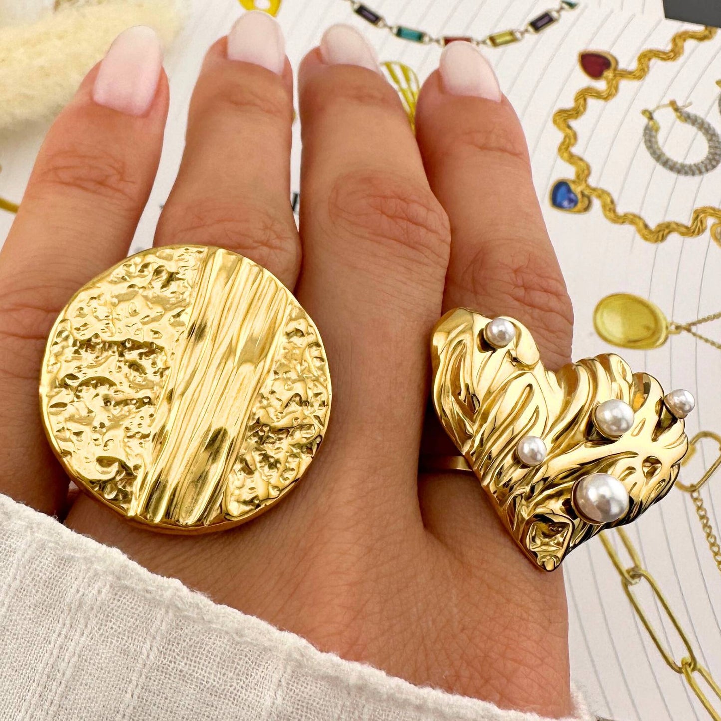 Heart Ring, 18K Gold Plated Steel