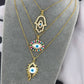 Evil Eye Necklace, 18K Gold Plated Steel