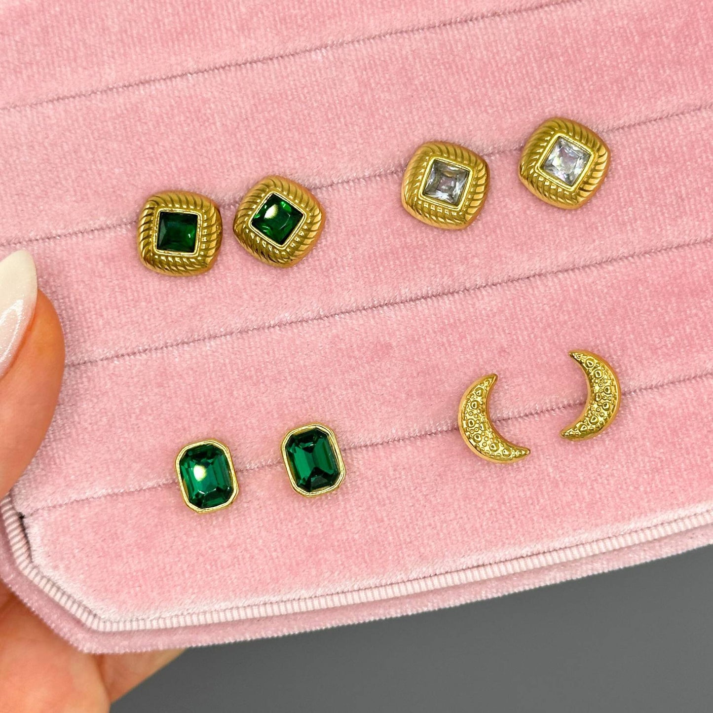 Earrings, 18K Gold Plated Steel