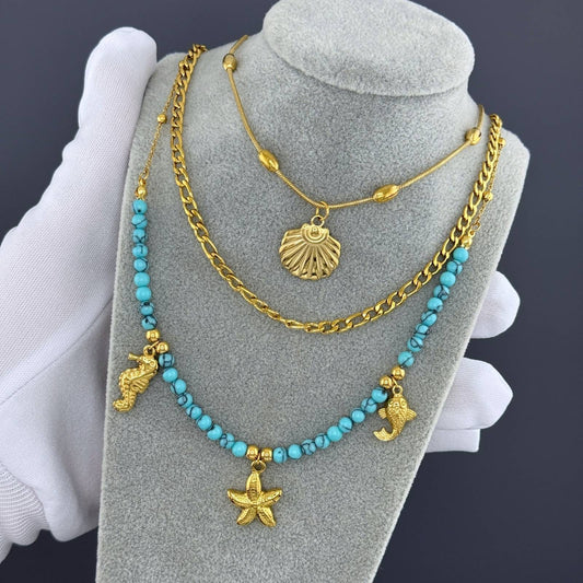 Seashell Necklace, 18K Gold Plated Steel