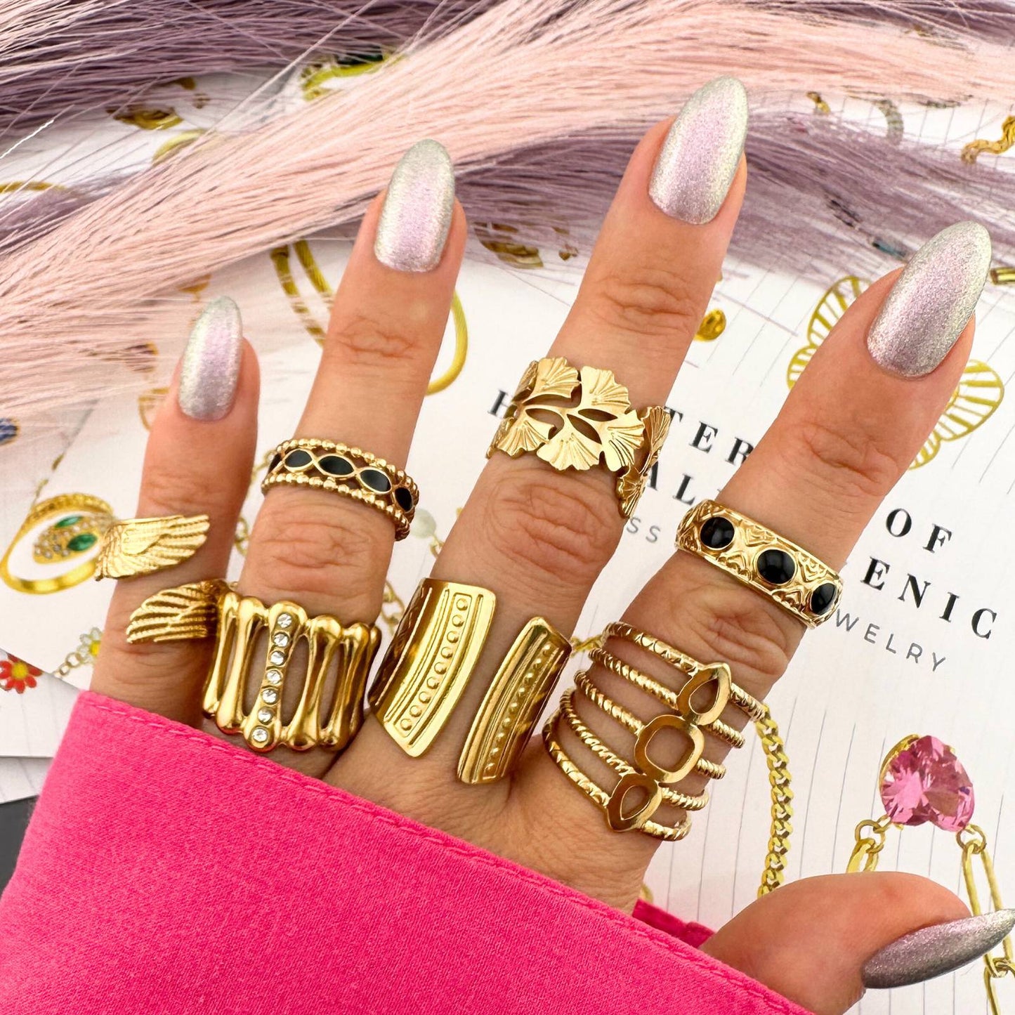 Ring, 18K Gold Plated Steel