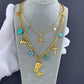Evil eyes Necklace, 18K Gold Plated Steel