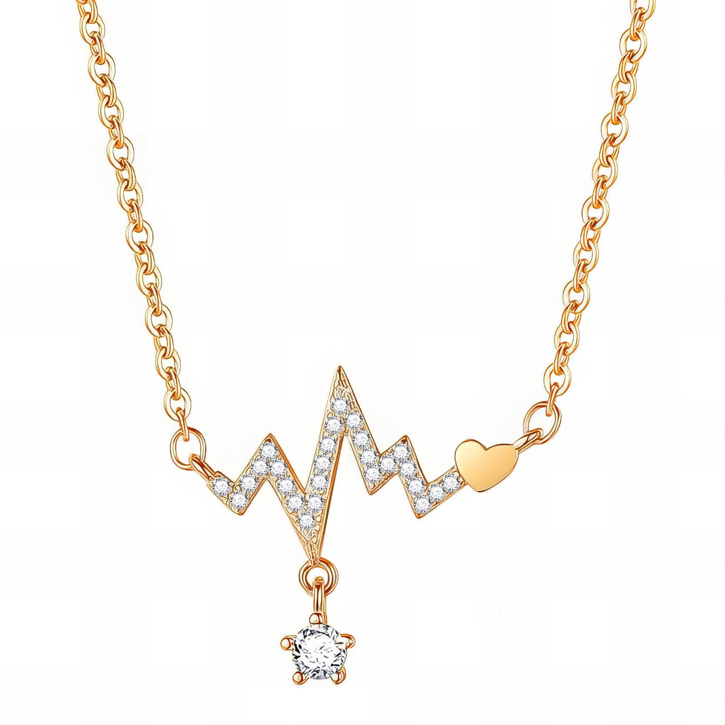 Heart Necklace, 18K Gold Plated Steel