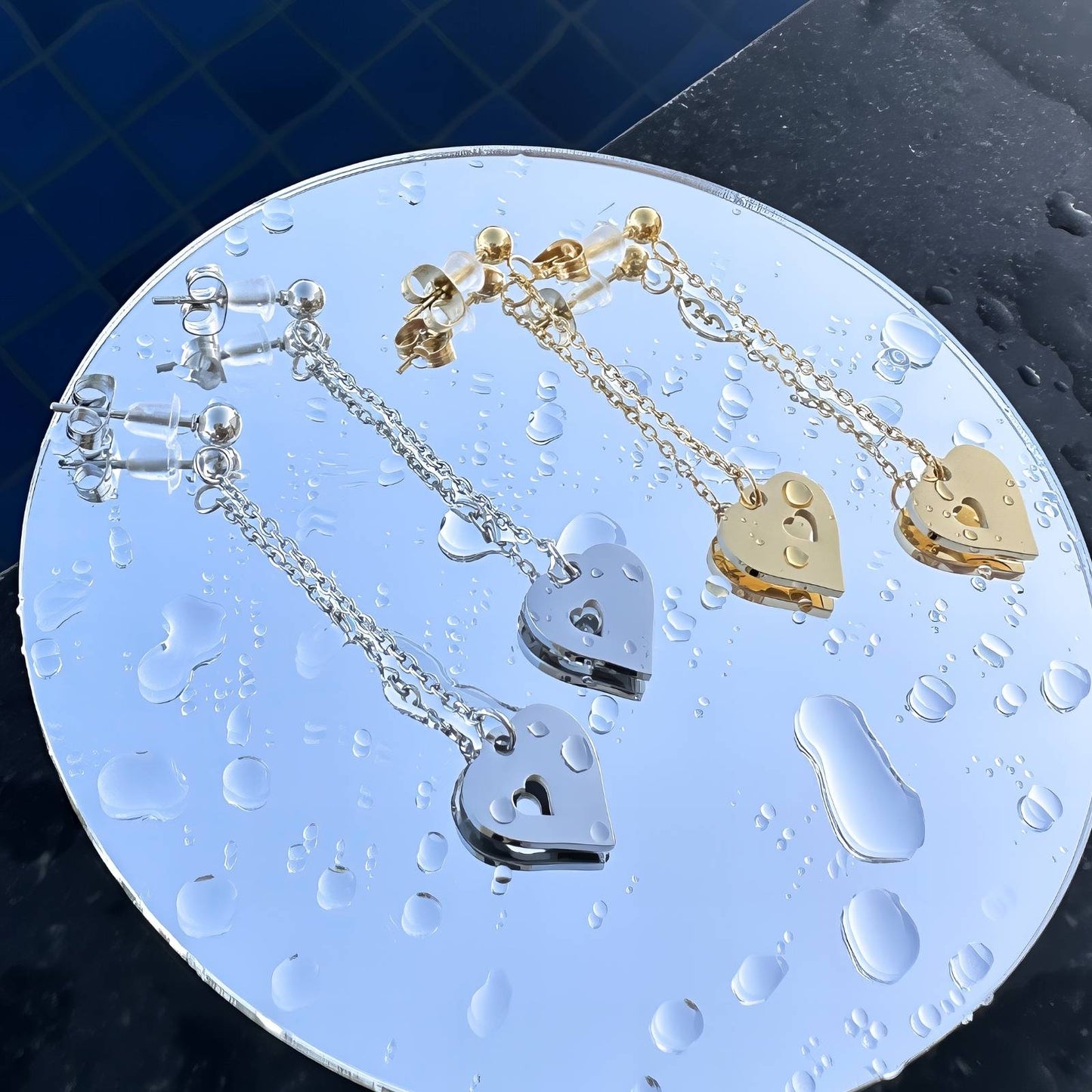 Hearts Earrings, Stainless Steel