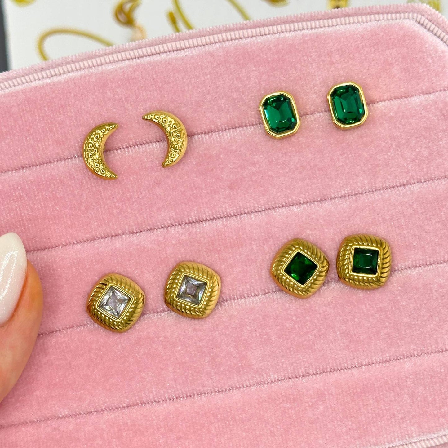 Earrings, 18K Gold Plated Steel