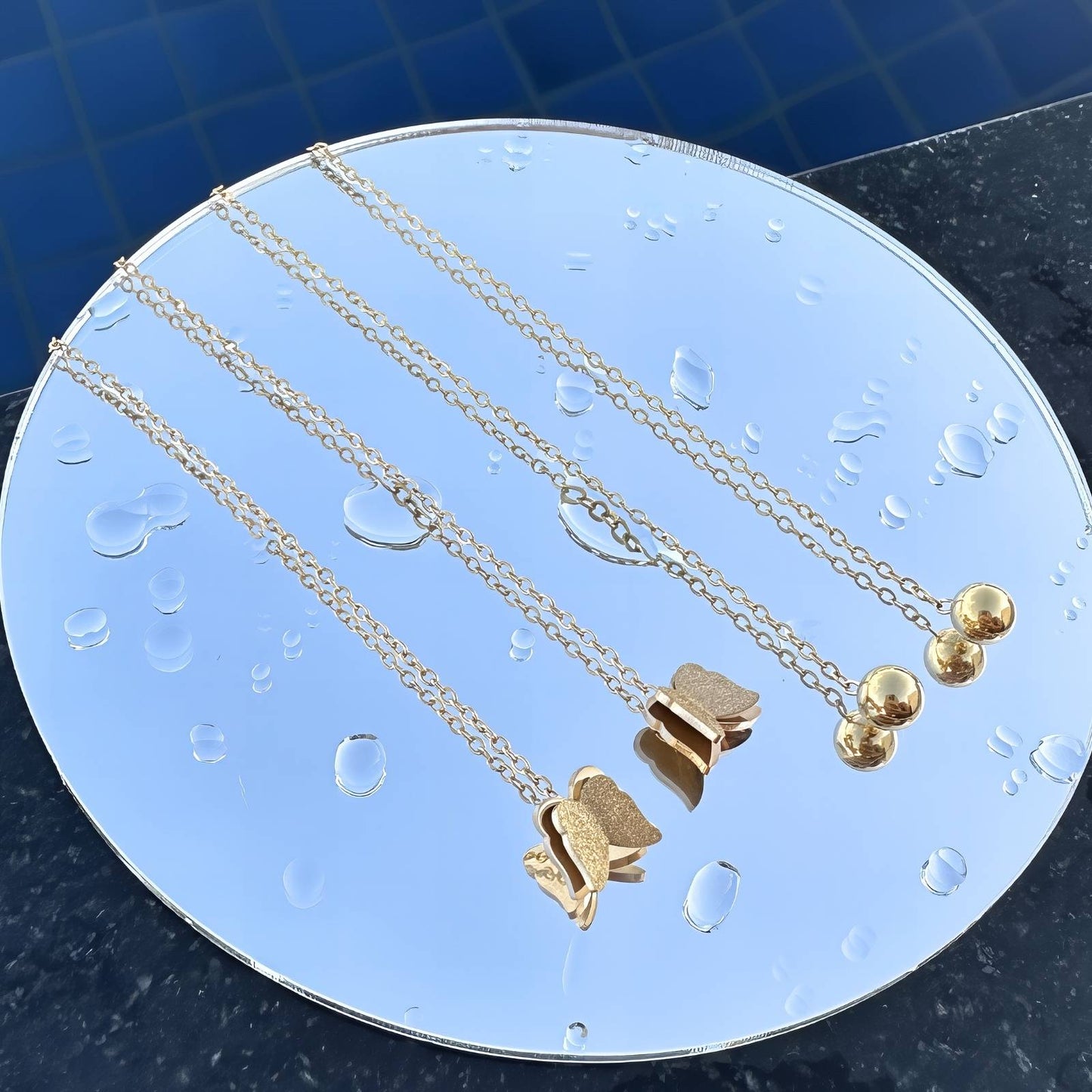 Butterflies Earrings, 18K Gold Plated Steel