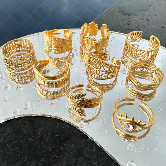 Ring, 18K Gold Plated Steel