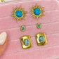 Suns Earrings, 18K Gold Plated Steel