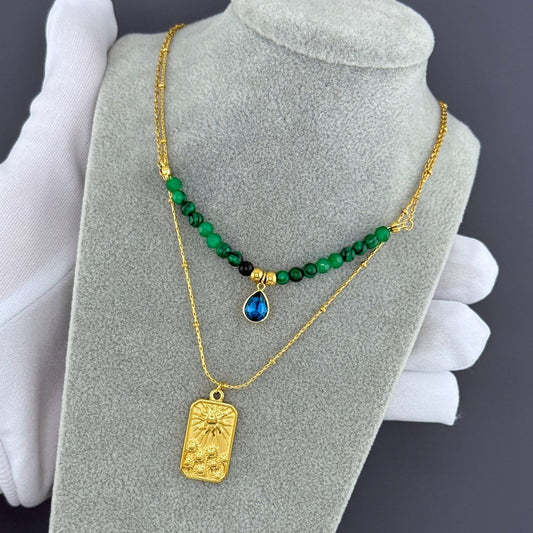 Sun Necklace, 18K Gold Plated Steel