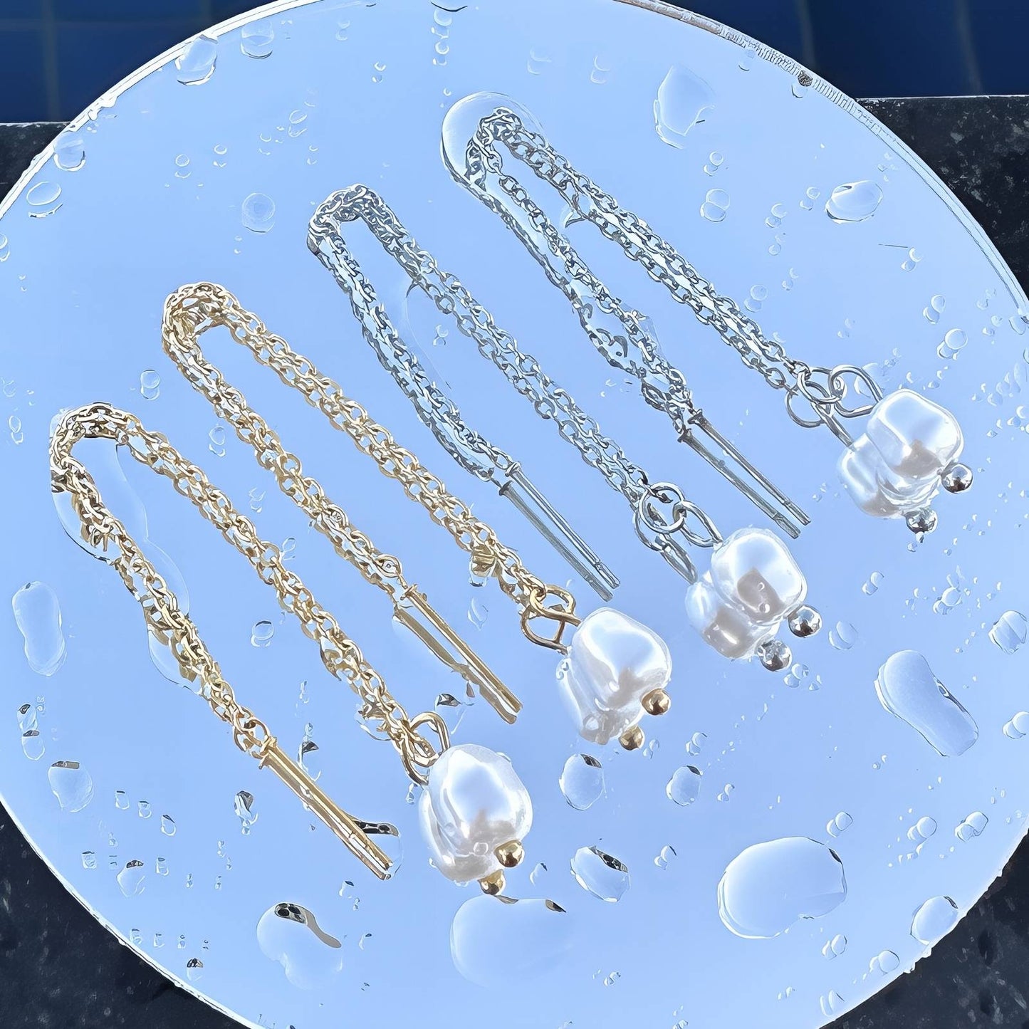 Earrings, 18K Gold Plated Steel