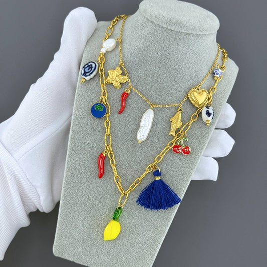 Necklace, 18K Gold Plated Steel