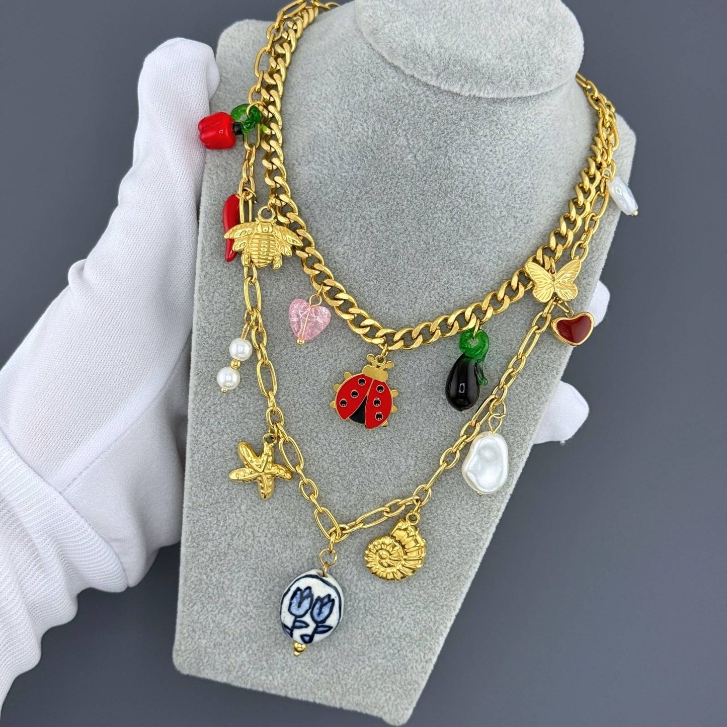 Necklace, 18K Gold Plated Steel