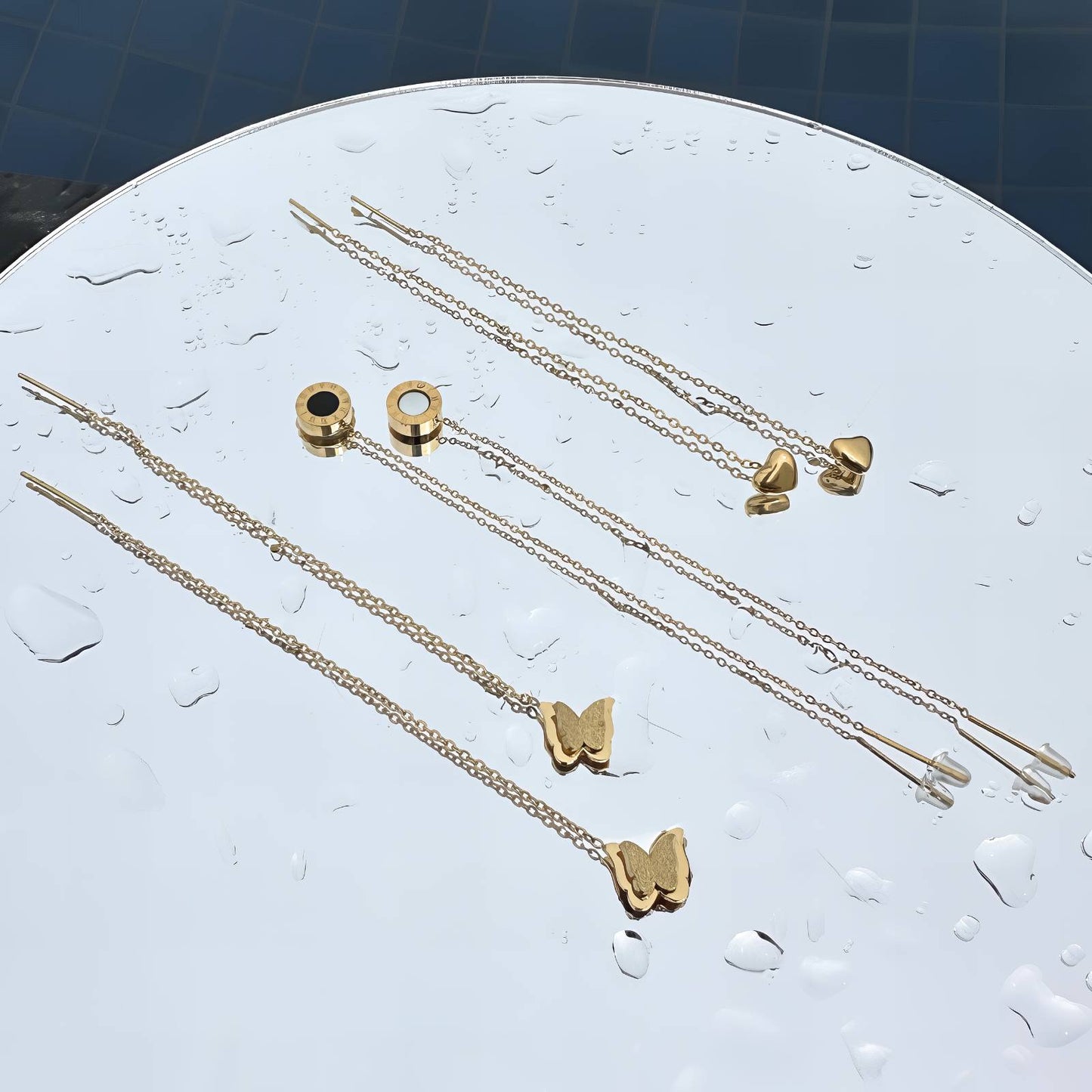 Hearts Earrings, 18K Gold Plated Steel