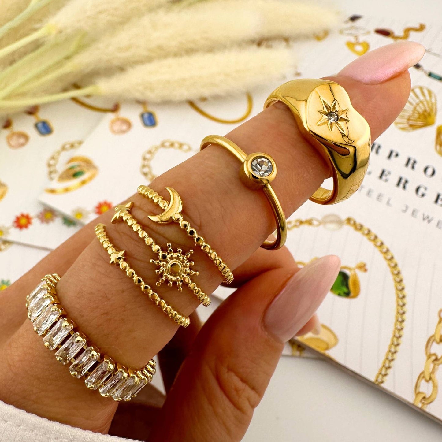 Ring, 18K Gold Plated Steel