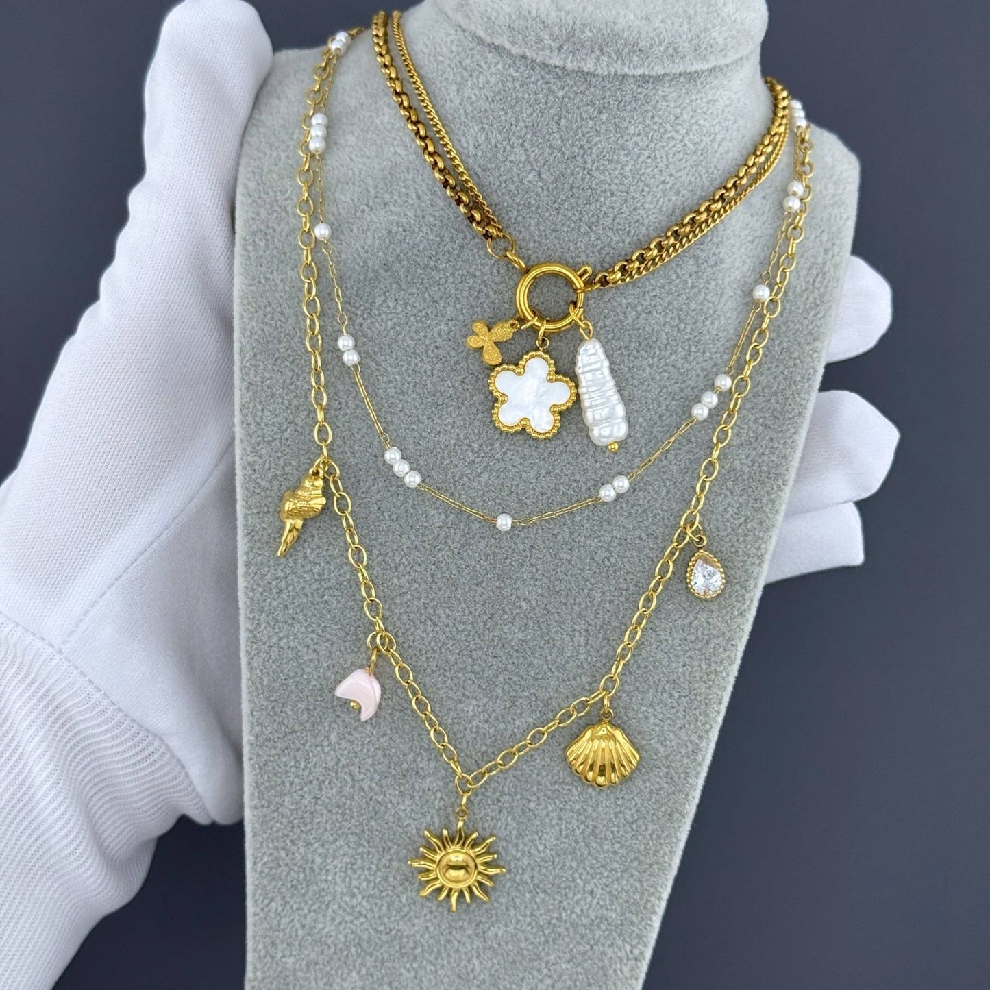 Sun Necklace, 18K Gold Plated Steel