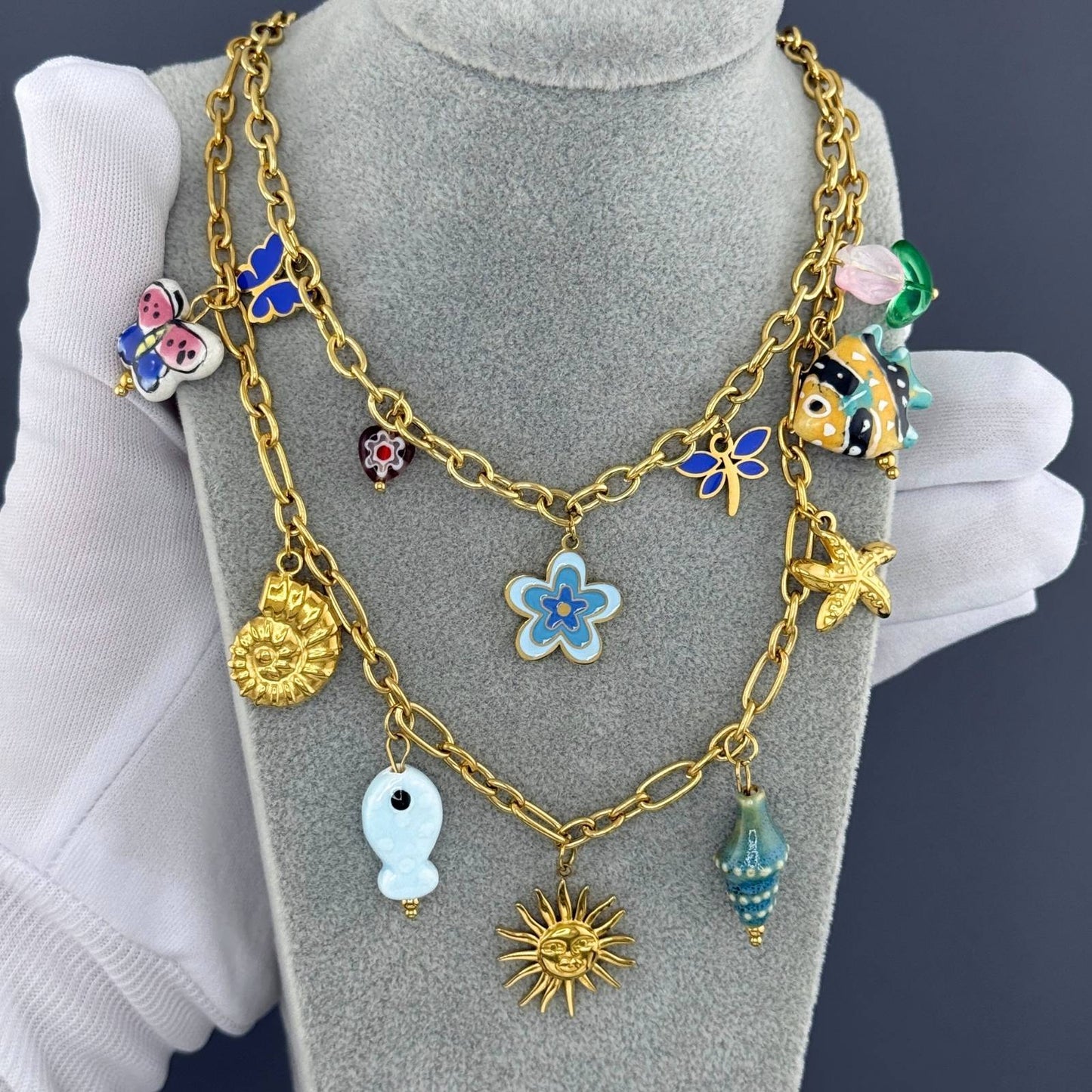 Sun Necklace, 18K Gold Plated Steel