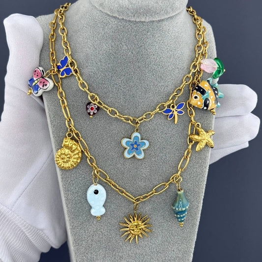 Sun Necklace, 18K Gold Plated Steel