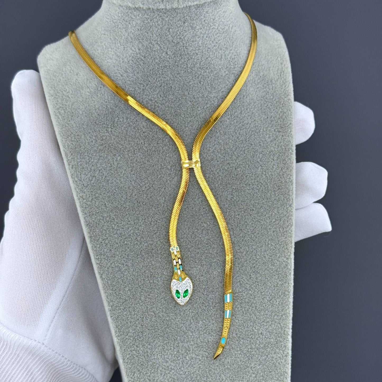 Snake Necklace, 18K Gold Plated Steel