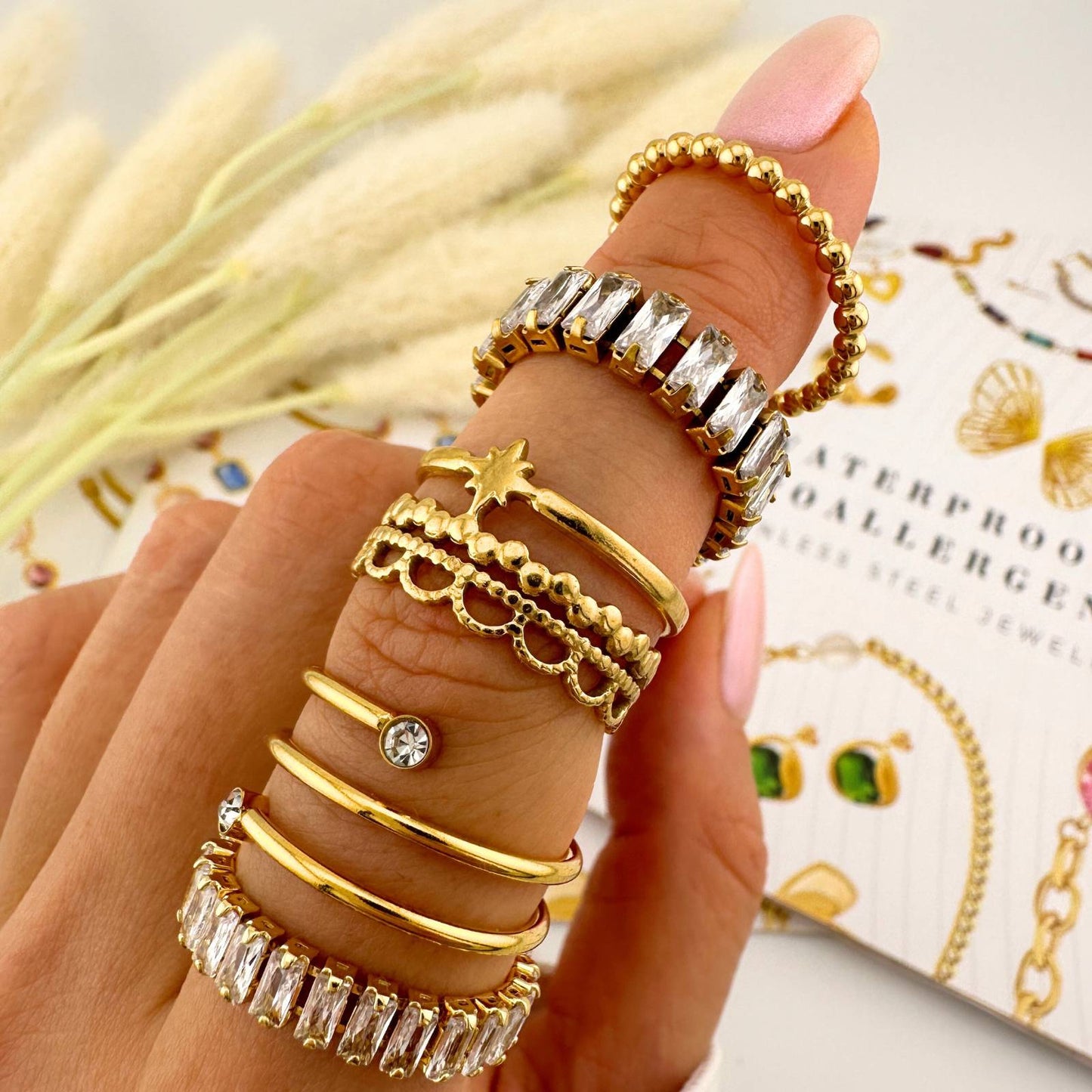 Ring, 18K Gold Plated Steel