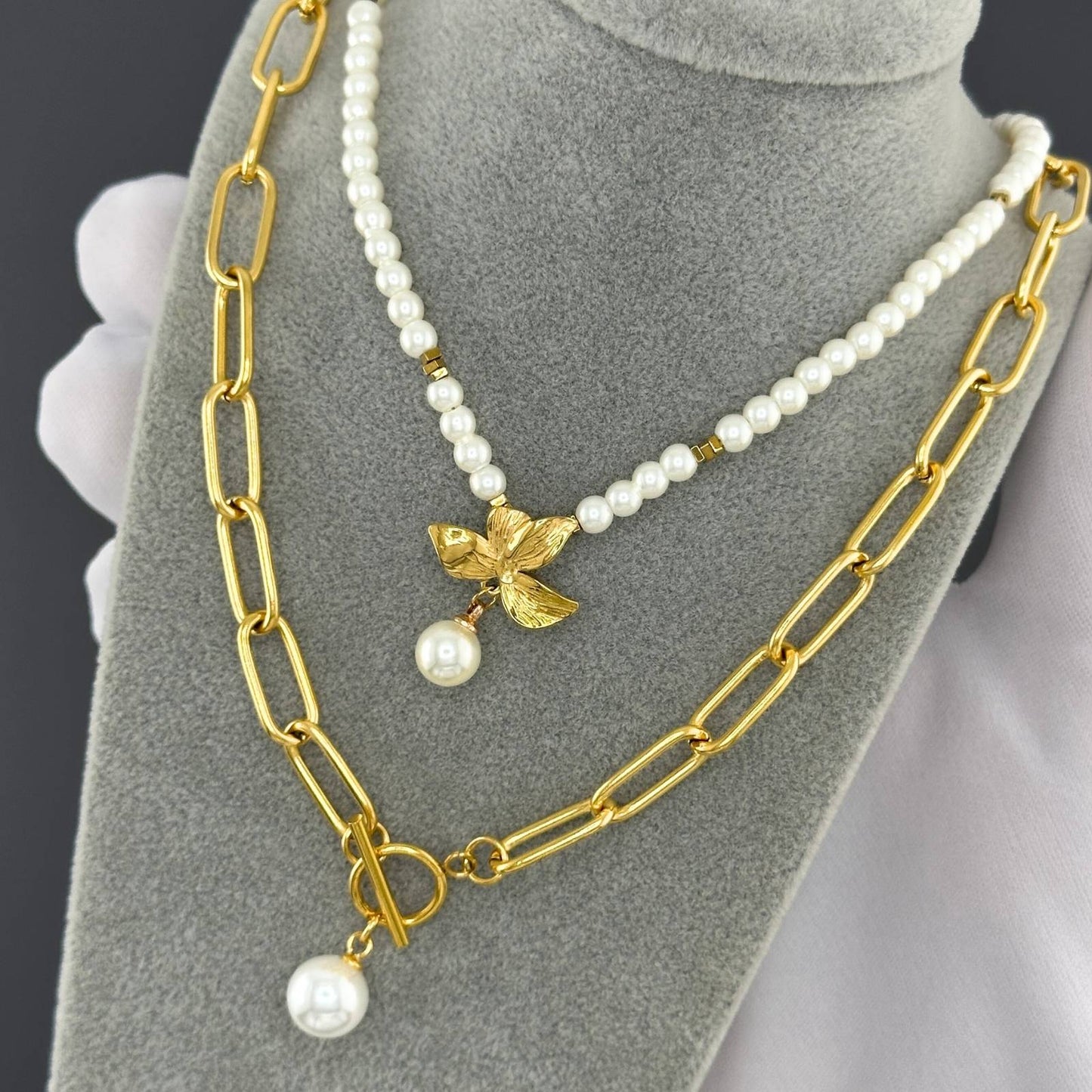 Necklace, 18K Gold Plated Steel