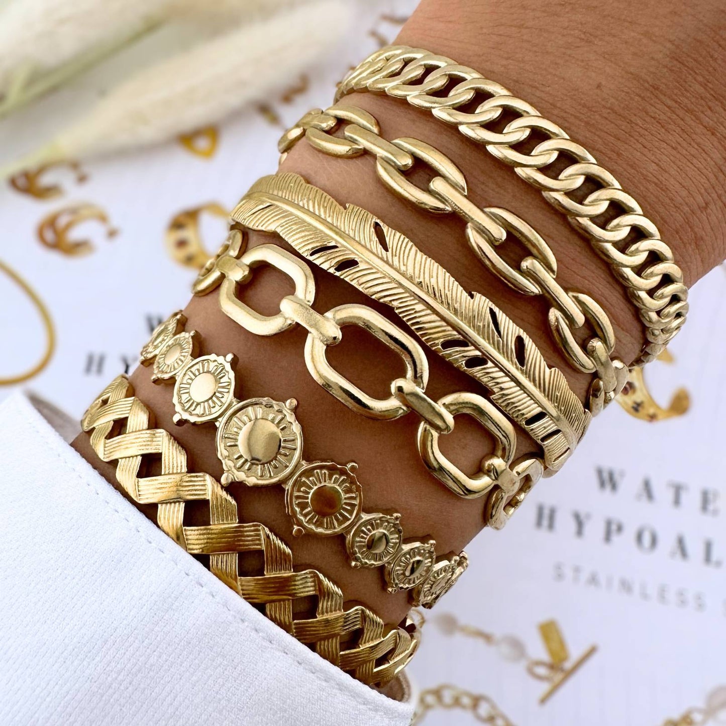 Bracelet, 18K Gold Plated Steel