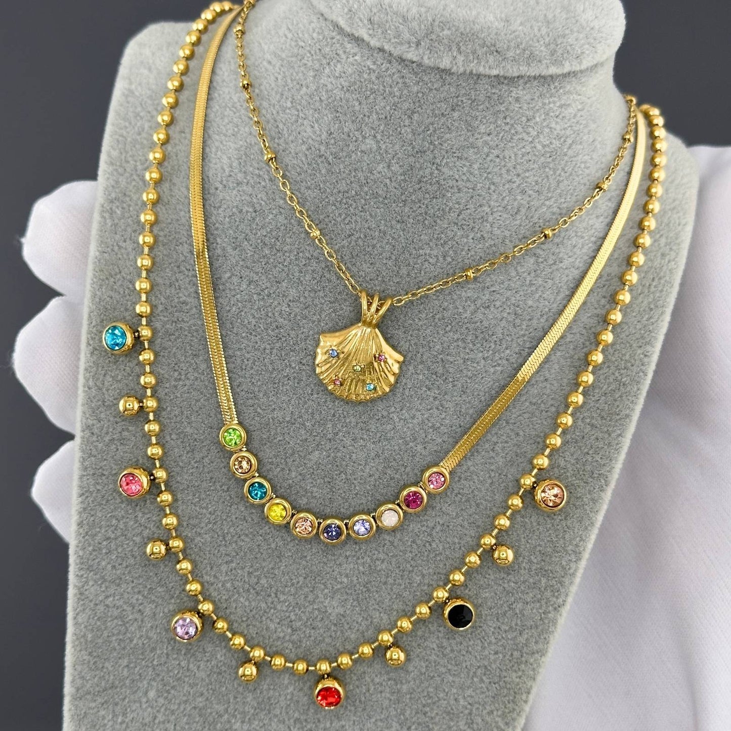 Seashell Necklace, 18K Gold Plated Steel