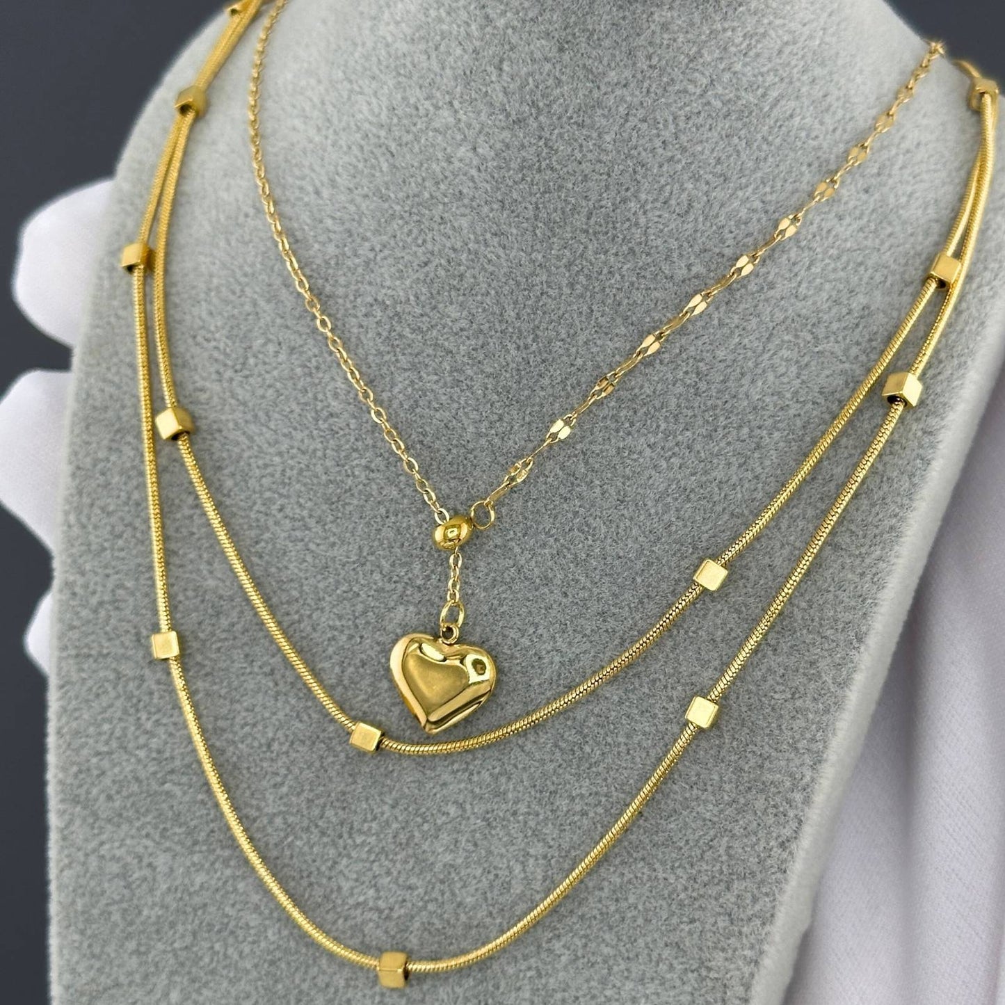 Heart Necklace, 18K Gold Plated Steel