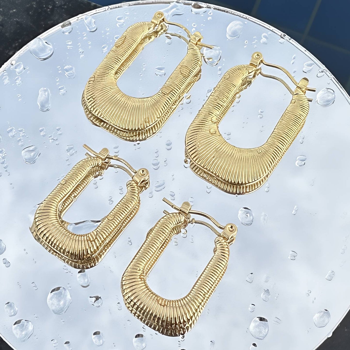 Earrings, 18K Gold Plated Steel