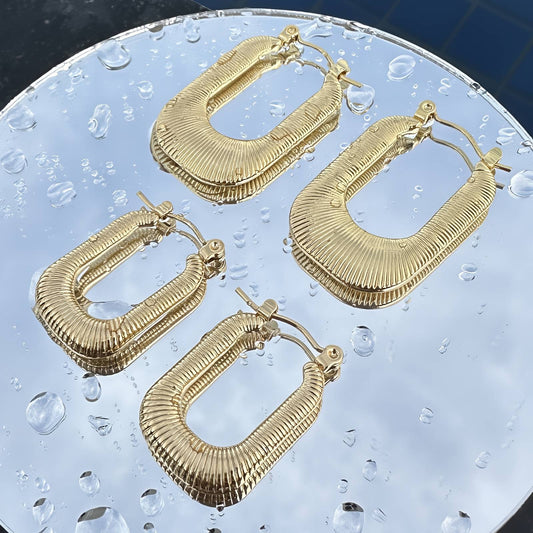 Earrings, 18K Gold Plated Steel