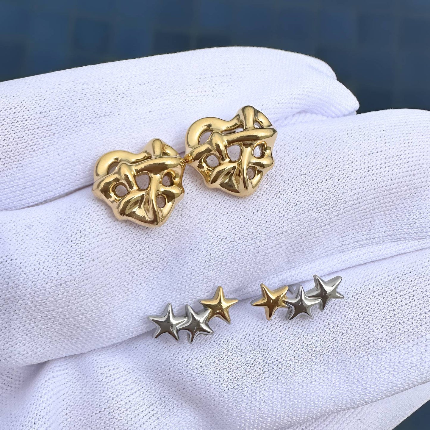 Stars Earrings, 18K Gold Plated Steel
