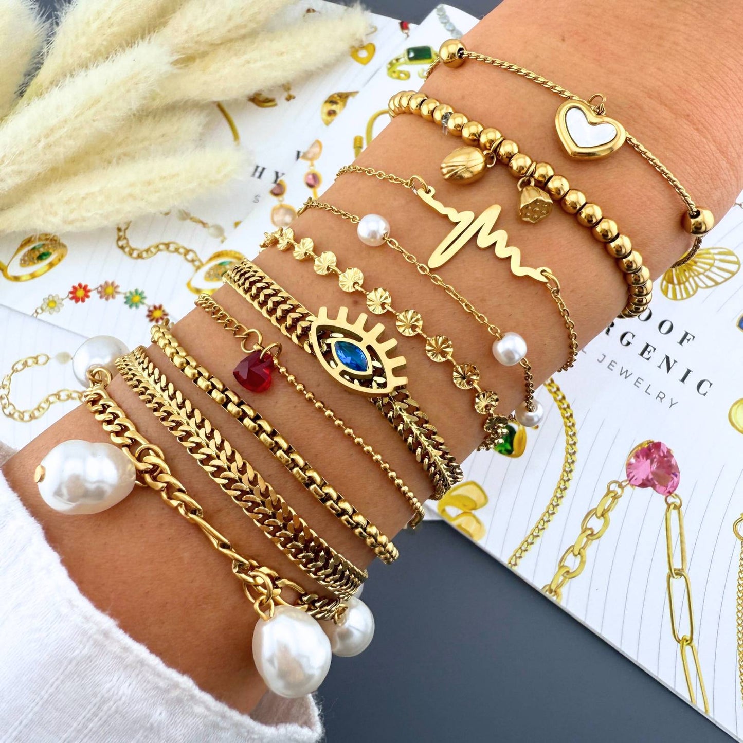 Bracelet, 18K Gold Plated Steel