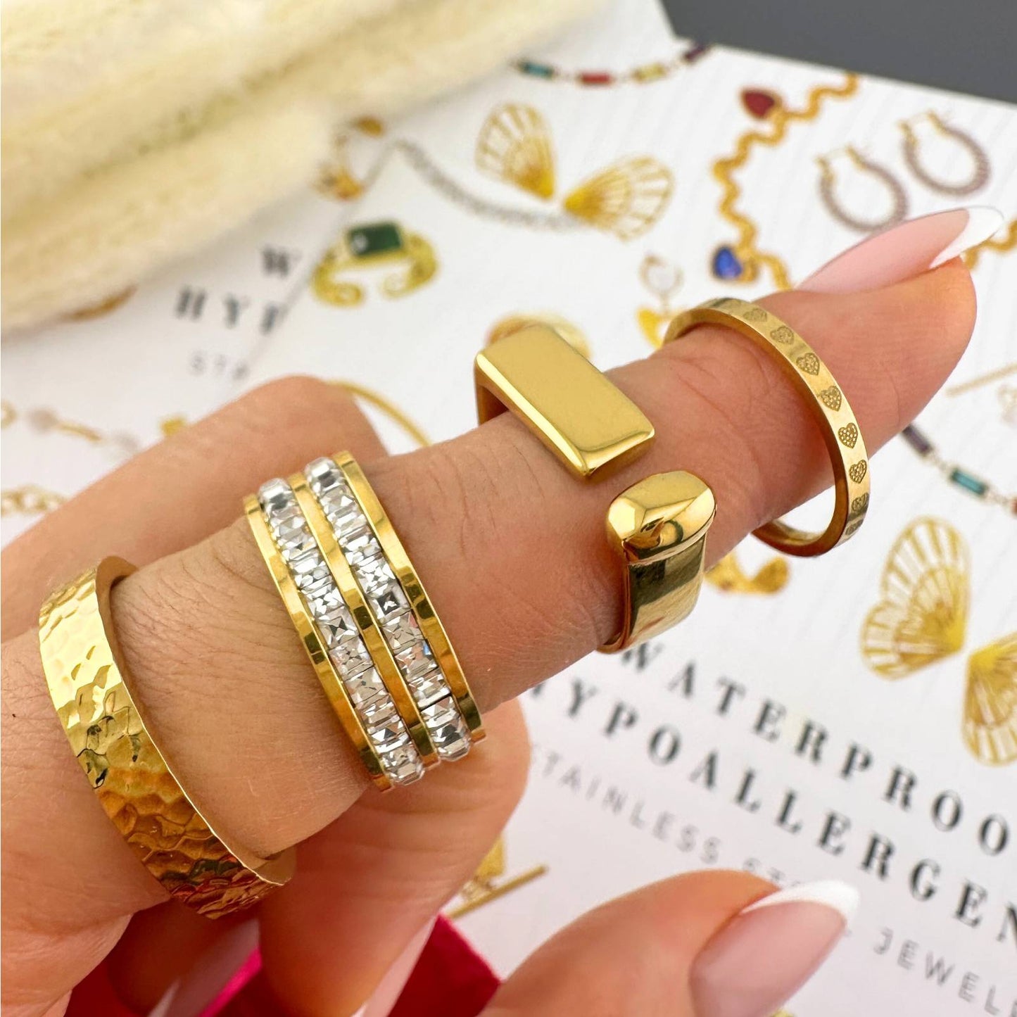 Ring, 18K Gold Plated Steel