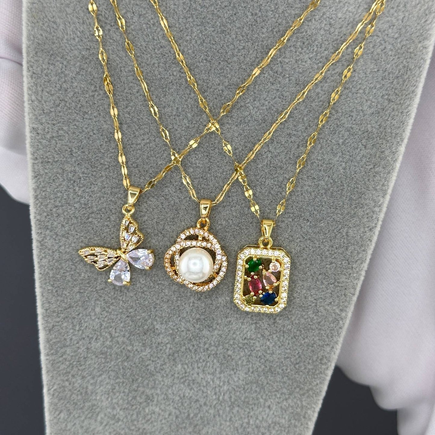 Butterfly Necklace, 18K Gold Plated Steel