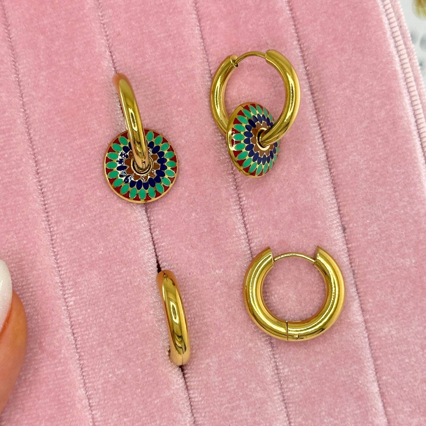 Earrings, 18K Gold Plated Steel