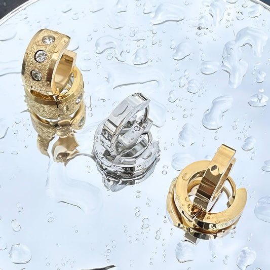 Earrings, 18K Gold Plated Steel